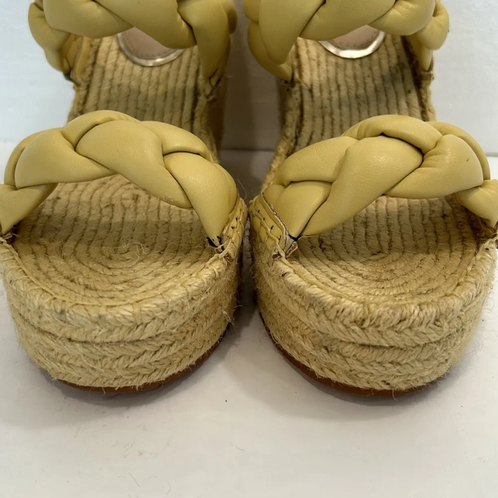 Kenneth Cole Olivia Braided Espadrille Wedge Sandals Yellow Size 9 NWOT